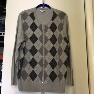 Gray and black argyle cardigan